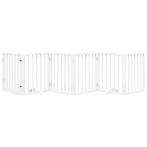 Cancelletto di sicurezza per cani e gatti 6 pannelli in legno di pioppo bianco 02_0023357