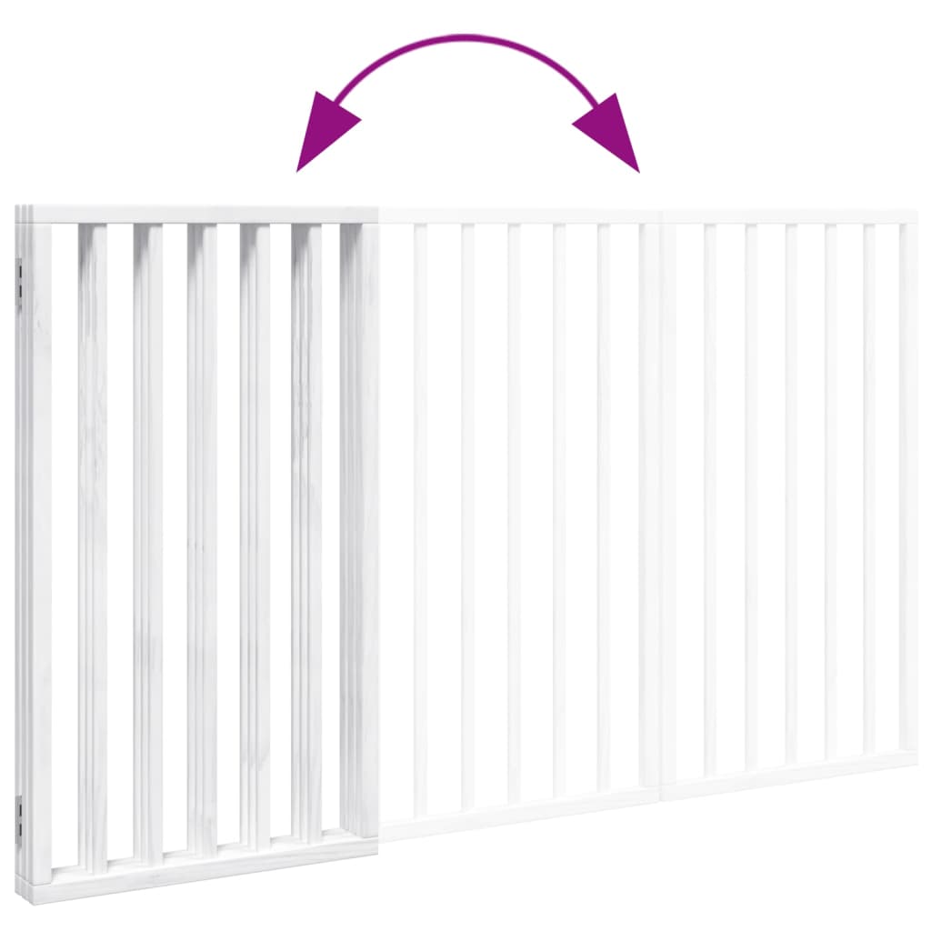 Cancelletto per cani pieghevole a 3 pannelli bianco 150 cm in legno di pioppo 352182