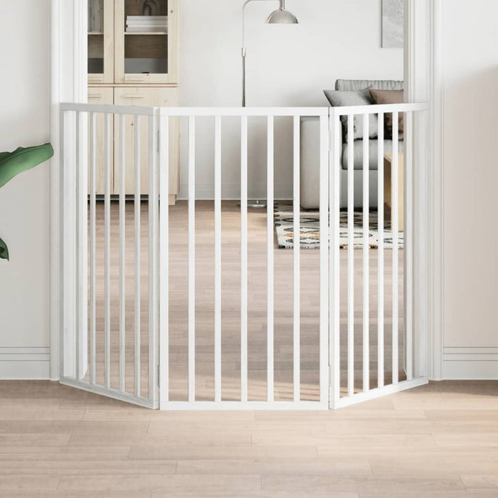 Cancelletto per cani pieghevole a 3 pannelli bianco 150 cm in legno di pioppo 352182