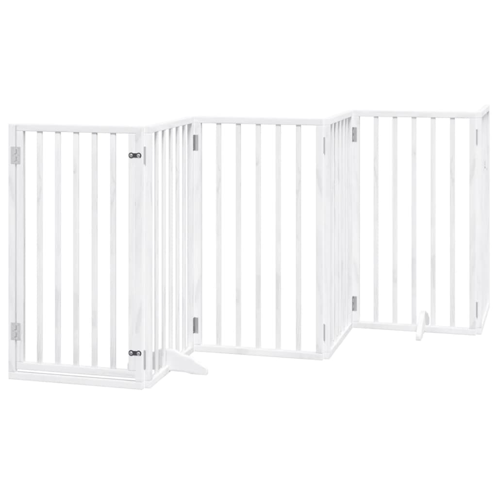 vidaXL Cancello Cani Porta Pieghevole Bianco 6 Pannelli 300 cm Pioppo