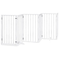 vidaXL Cancello Cani Porta Pieghevole Bianco 6 Pannelli 300 cm Pioppo