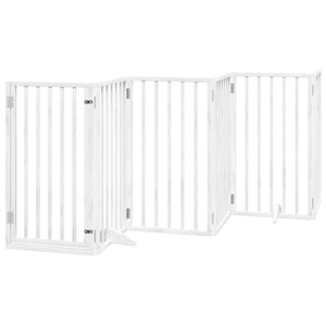 vidaXL Cancello Cani Porta Pieghevole Bianco 6 Pannelli 300 cm Pioppo