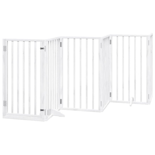 vidaXL Cancello Cani Porta Pieghevole Bianco 6 Pannelli 300 cm Pioppo