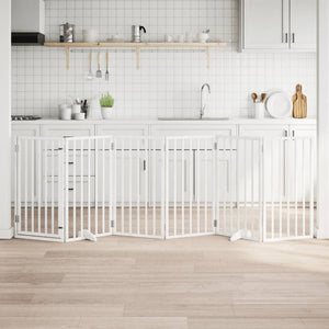 vidaXL Cancello Cani Porta Pieghevole Bianco 6 Pannelli 300 cm Pioppo