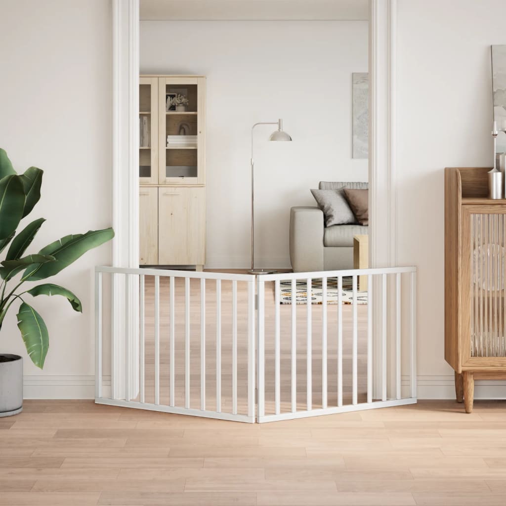 Cancelletto per cani pieghevole 2 pannelli bianco 160 cm in legno di pioppo 352184