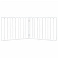Cancello di sicurezza per cani animali domestici pieghevole 2 ante 160 cm in legno di pioppo bianco 02_0023034