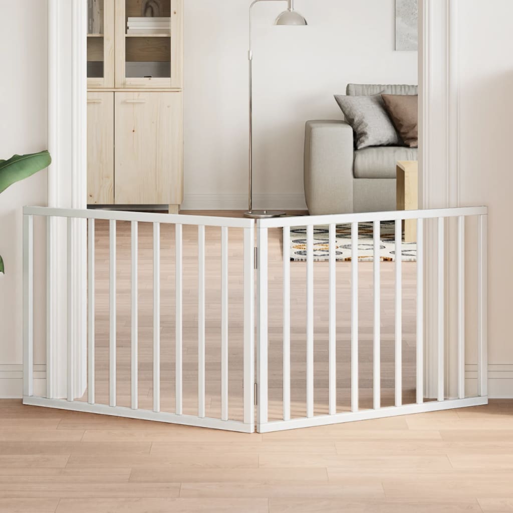Cancelletto per cani pieghevole 2 pannelli bianco 160 cm in legno di pioppo 352184