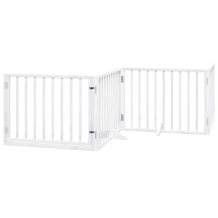 vidaXL Cancello Cani Porta Pieghevole Bianco 4 Pannelli 320 cm Pioppo