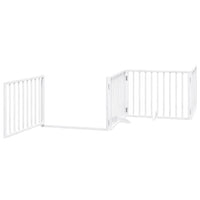 Cancello Cani Porta Pieghevole Bianco 4 Pannelli 320 cm Pioppo 352185