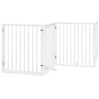vidaXL Cancello Cani Porta Pieghevole Bianco 4 Pannelli 320 cm Pioppo