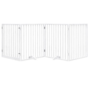 vidaXL Cancello Cani Porta Pieghevole Bianco 4 Pannelli 320 cm Pioppo
