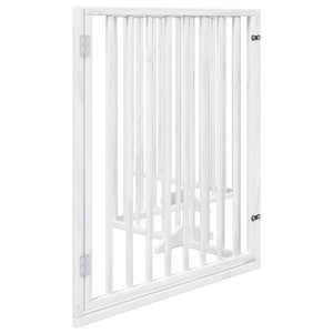 Cancelletto per cani con porta pieghevole 4 pannelli bianco 320 cm in legno di pioppo 352187