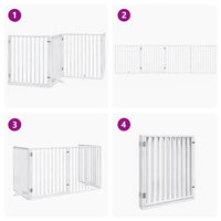 vidaXL Cancello Cani Porta Pieghevole Bianco 4 Pannelli 320 cm Pioppo