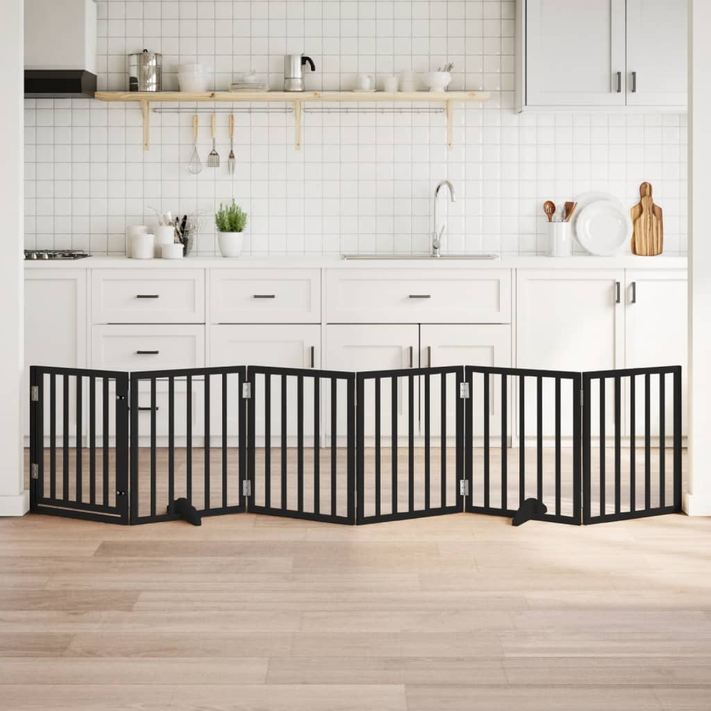 vidaXL Cancello per Cani Porta Pieghevole Nero 6 Pannelli 300cm Pioppo