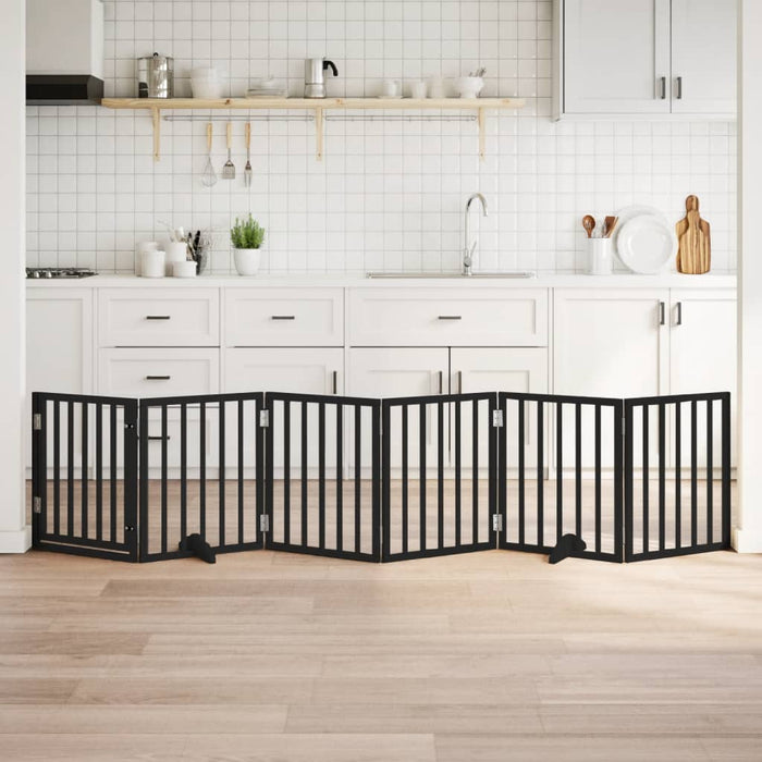 vidaXL Cancello per Cani Porta Pieghevole Nero 6 Pannelli 300cm Pioppo