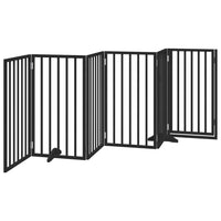 vidaXL Cancello per Cani Porta Pieghevole Nero 6 Pannelli 300cm Pioppo
