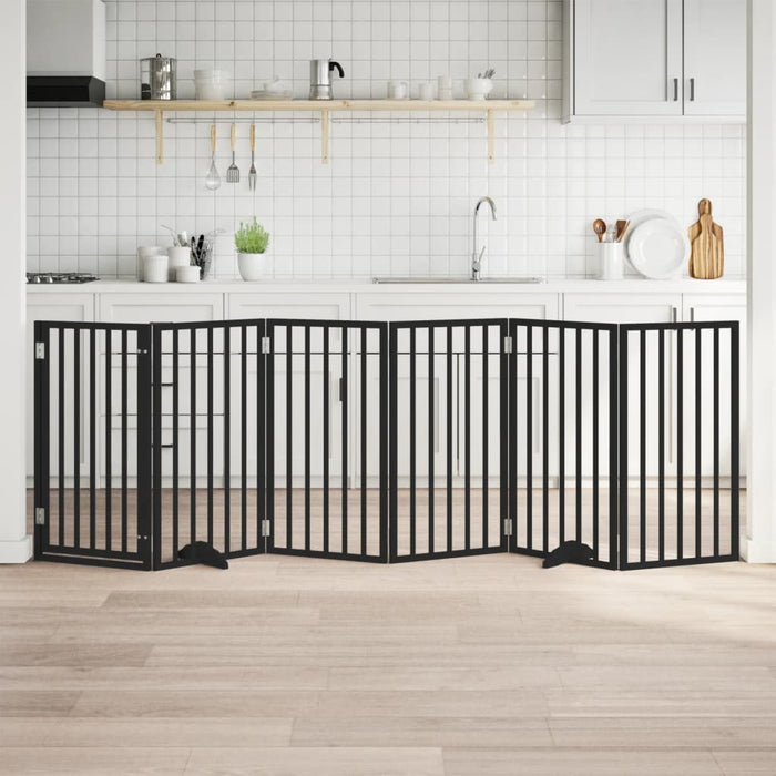 vidaXL Cancello per Cani Porta Pieghevole Nero 6 Pannelli 300cm Pioppo