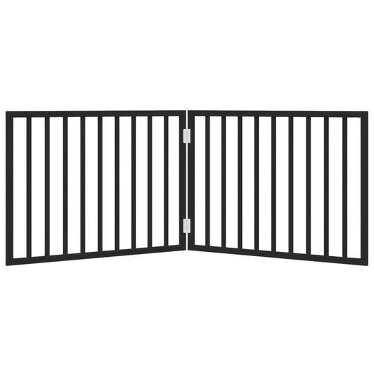 Cancello di sicurezza per cani animali domestici pieghevole 2 pannelli in legno di pioppo nero 02_0023057