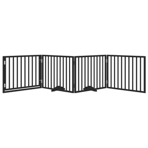 vidaXL Cancello per Cani Porta Pieghevole Nero 4 Pannelli 320cm Pioppo