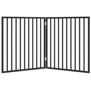 Cancelletto di sicurezza pieghevole per cani a 2 pannelli in legno di pioppo nero 02_0023058