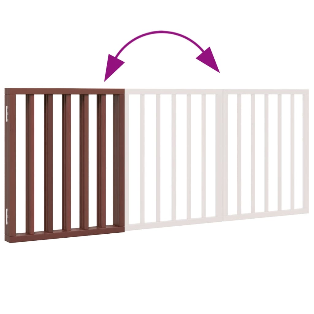 Cancello Cani Pieghevole 3 Pannelli Marrone 150cm Legno Pioppo 352196