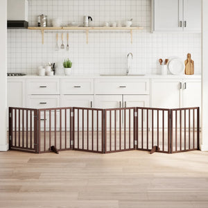 Cancello Cani Porta Pieghevole Marrone 6 Pannelli 300cm Pioppo 352197