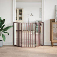 vidaXL Cancello Cani Pieghevole 3 Pannelli Marrone 150cm Legno Pioppo