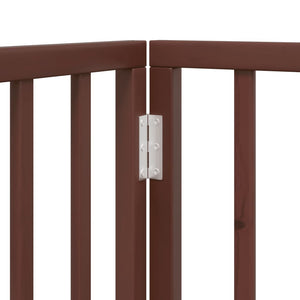 Cancelletto per cani con porta pieghevole 4 pannelli marrone 320 cm in legno di pioppo 352203