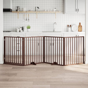 vidaXL Cancello Cani Porta Pieghevole Marrone 4 Pannelli 320cm Pioppo