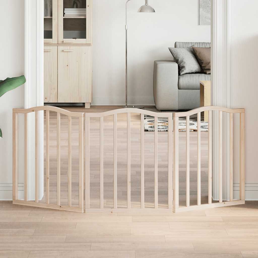 vidaXL Cancello per Cani Pieghevole 3 Pannelli 150 cm Legno di Pioppo