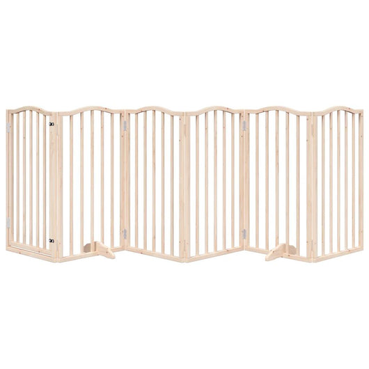 Cancelletto di sicurezza per cani con porta a 6 pannelli in legno di pioppo marrone 02_0023324