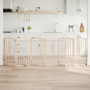 Cancelletto per cani con porta pieghevole 6 pannelli 300 cm in legno di pioppo 352207