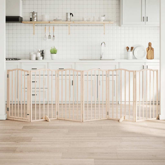 Cancelletto per cani con porta pieghevole 6 pannelli 300 cm in legno di pioppo 352207