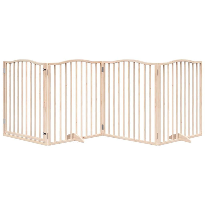 Cancelletto di sicurezza per cani e animali domestici con porta a 4 pannelli in legno di pioppo marrone 02_0023305