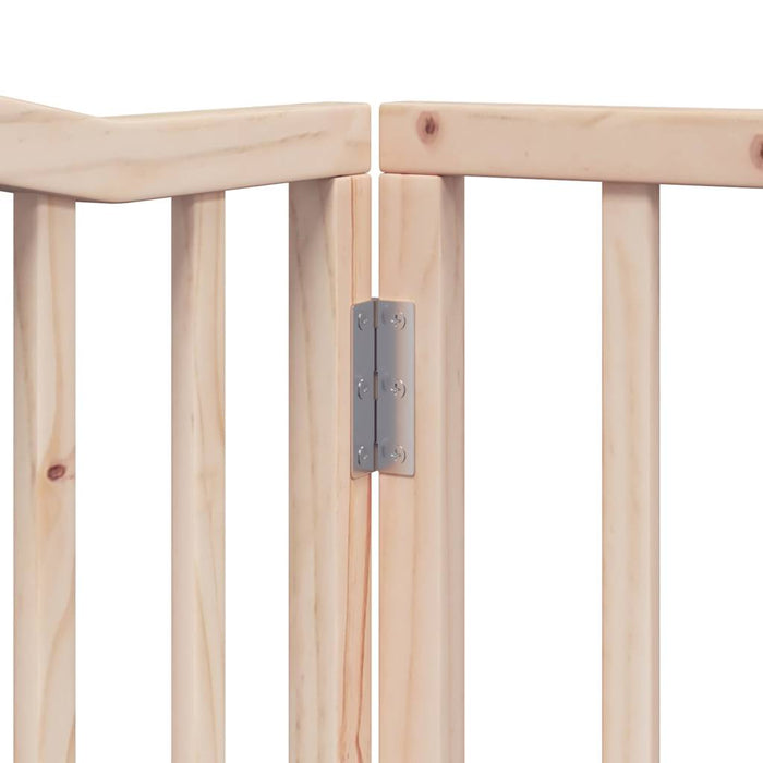 Cancelletto di sicurezza per cani e animali domestici con porta a 4 pannelli in legno di pioppo marrone 02_0023305