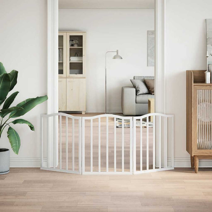 vidaXL Cancello per Cani Pieghevole 3 Pannelli Bianco 150 cm Pioppo