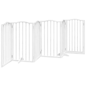 Cancelletto di sicurezza per cani e gatti 6 pannelli in legno di pioppo bianco 02_0023354