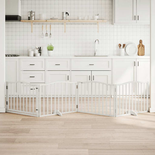 vidaXL Cancello Cani Porta Pieghevole Bianco 4 Pannelli 320 cm Pioppo