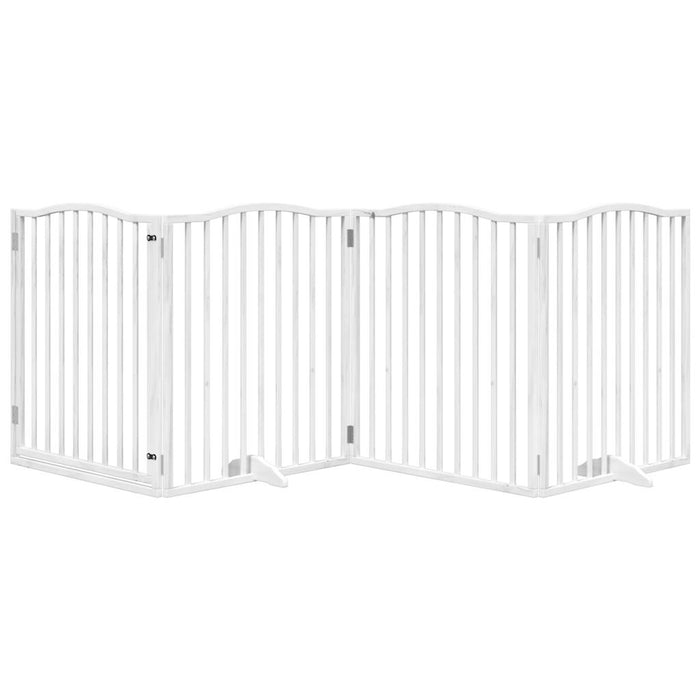 Cancello Cani Porta Pieghevole Bianco 4 Pannelli 320 cm Pioppo 352219
