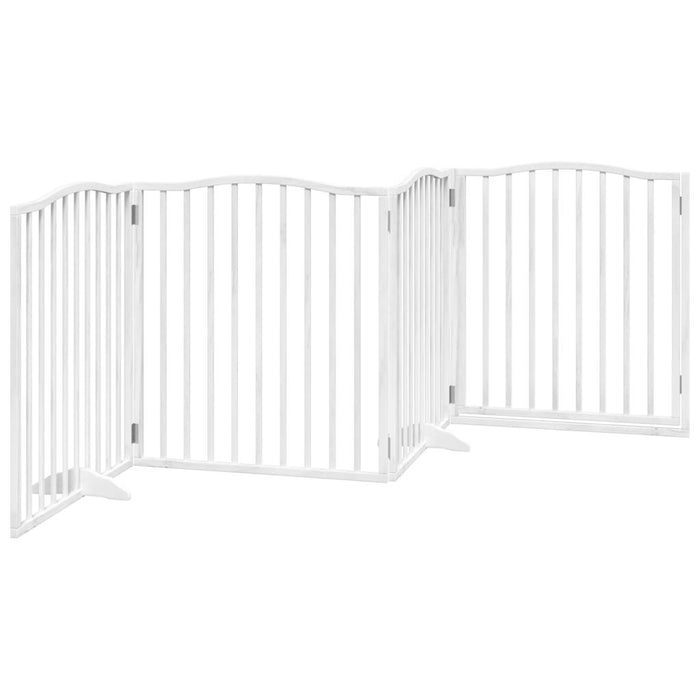 Cancello Cani Porta Pieghevole Bianco 4 Pannelli 320 cm Pioppo 352219