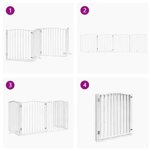 Cancello Cani Porta Pieghevole Bianco 4 Pannelli 320 cm Pioppo 352219