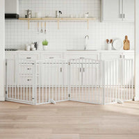 Cancello Cani Porta Pieghevole Bianco 4 Pannelli 320 cm Pioppo 352219