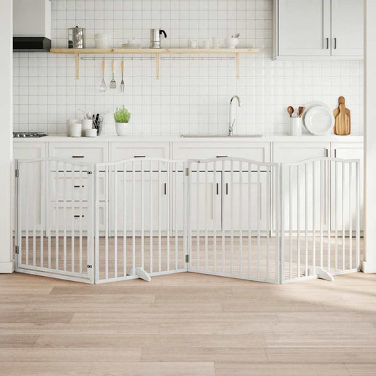Cancello Cani Porta Pieghevole Bianco 4 Pannelli 320 cm Pioppo 352219