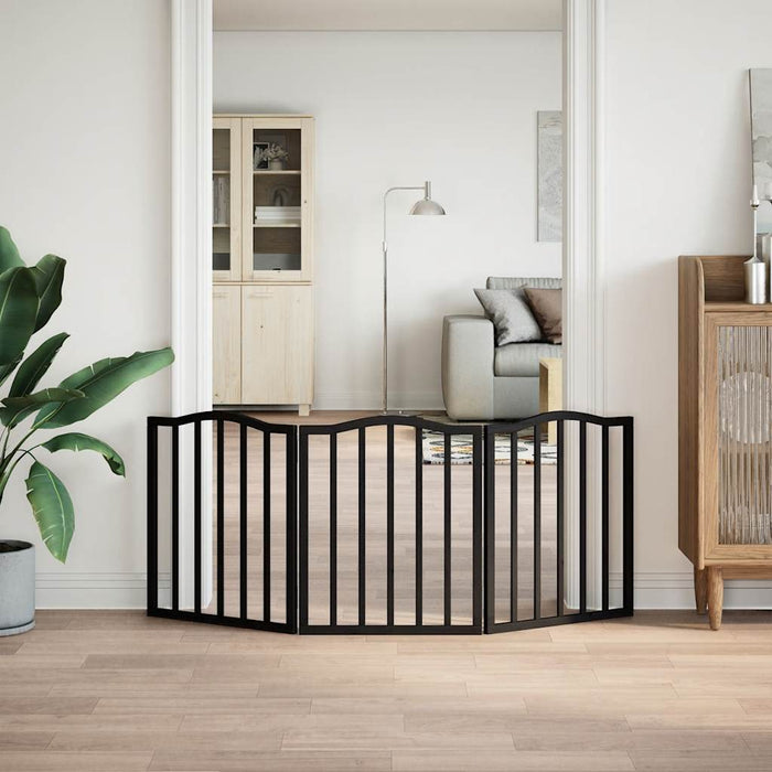 vidaXL Cancello per Cani Pieghevole 3 Pannelli Nero 150cm Legno Pioppo