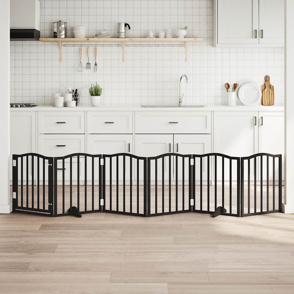 vidaXL Cancello per Cani Porta Pieghevole Nero 6 Pannelli 300cm Pioppo