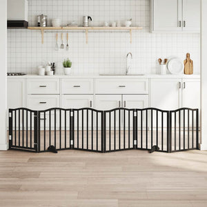 vidaXL Cancello per Cani Porta Pieghevole Nero 6 Pannelli 300cm Pioppo