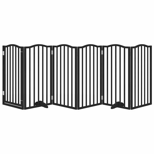 Cancelletto di sicurezza per cani e gatti 6 pannelli in legno di pioppo nero 02_0023360