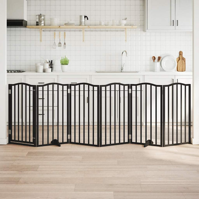 vidaXL Cancello per Cani Porta Pieghevole Nero 6 Pannelli 300cm Pioppo