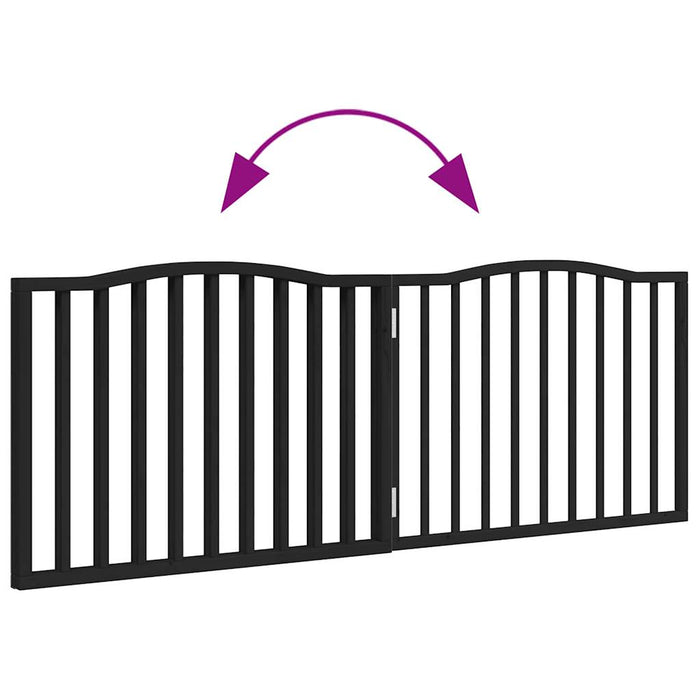 Cancelletto di sicurezza pieghevole per cani a 2 pannelli in legno di pioppo nero 02_0023061