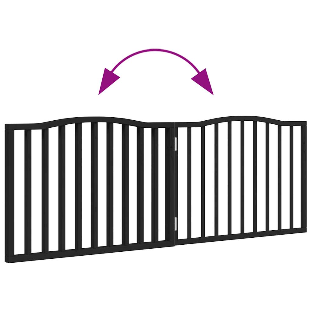 Cancello per Cani Pieghevole 2 Pannelli Nero 160cm Legno Pioppo